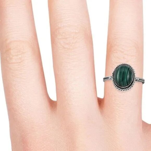 African Malachite Ring in Sterling Silver 925 - Picture 3 of 8